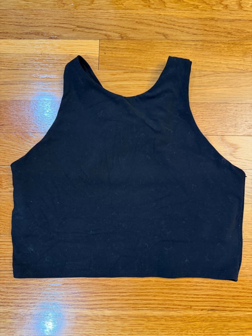 Athleta Conscious Crop Bra in Black - Size Medium - High Neck Sports Bra Top